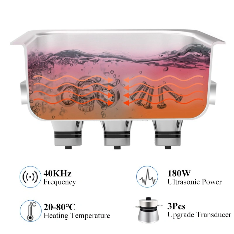 6.5L Digital Ultrasonic Auto Parts Cleaner Machine with Drain Valve