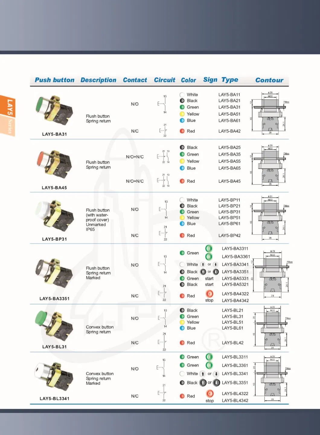 Push Button Switch Push Button Spring Return Lay5 Ba31