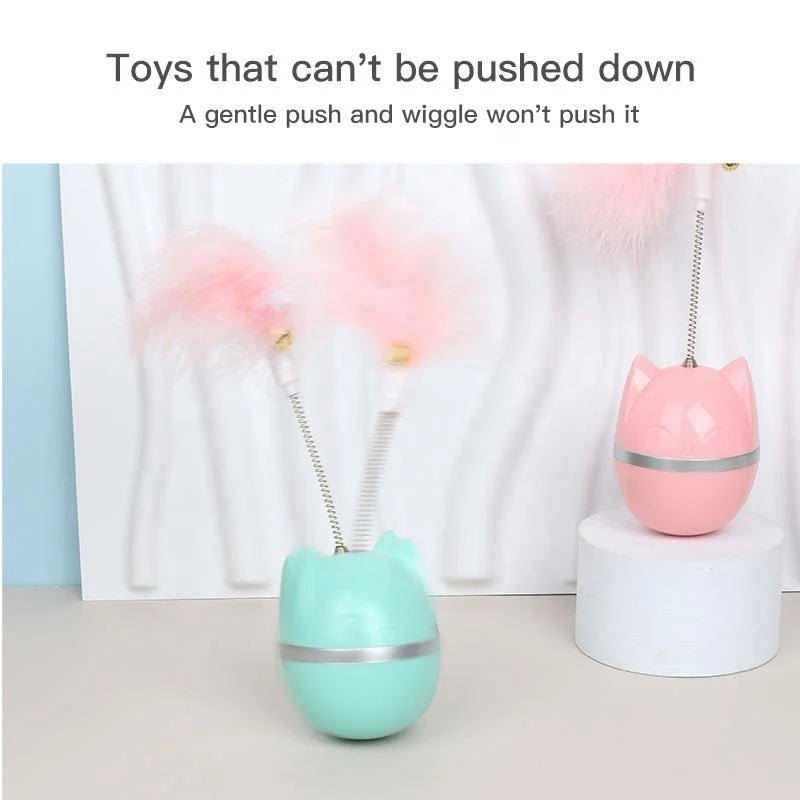 New Tumbler Feather Spring Interactive Teaser Stick Cat Toy