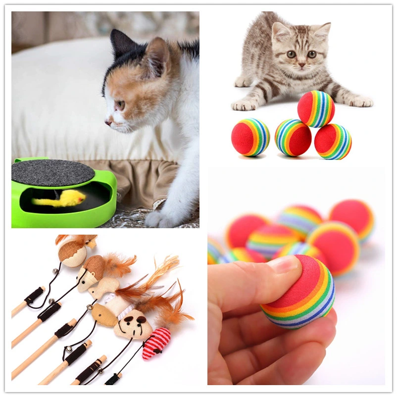 Pet New Design Spring Colorful Color Cat Toy Plush Teasing Fur Toys Assorted with Cat Toynip