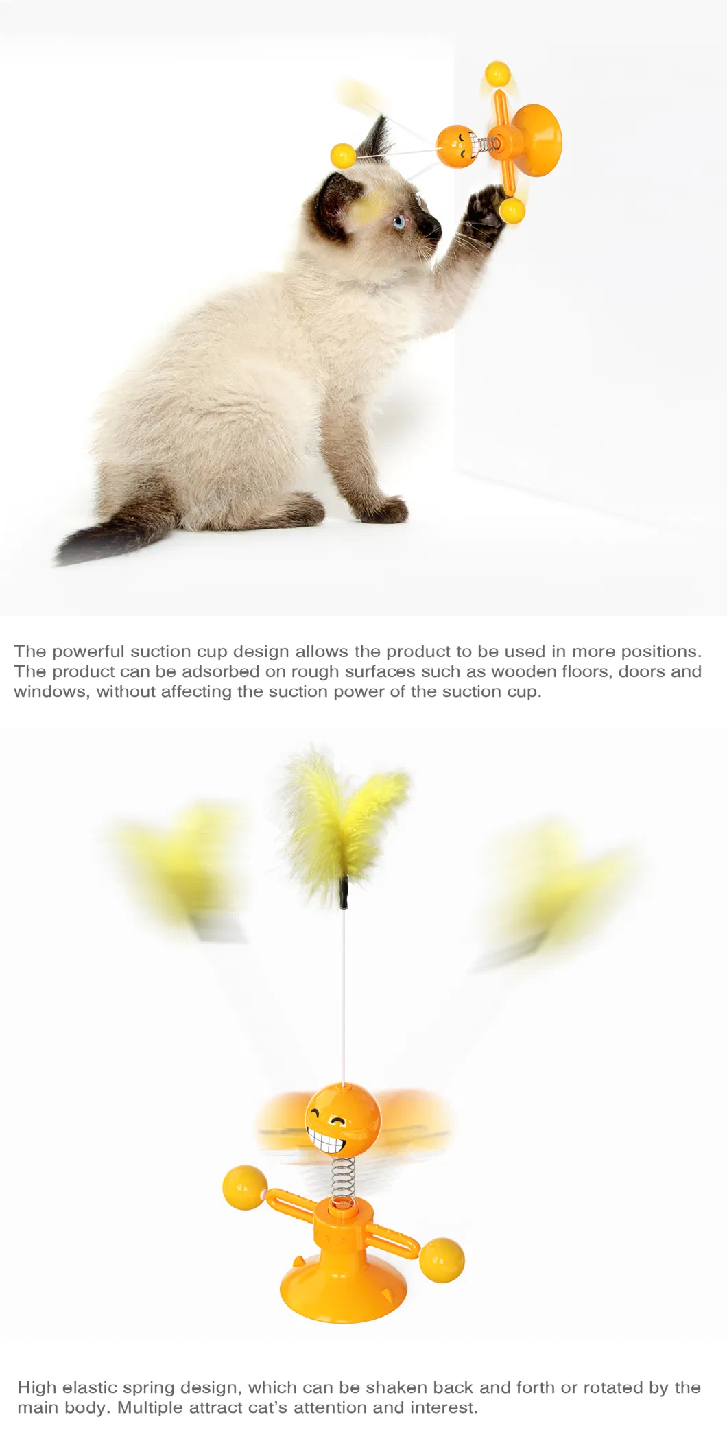 Interactive Training for Pets Playing with Spring People Rotating Cat Toy