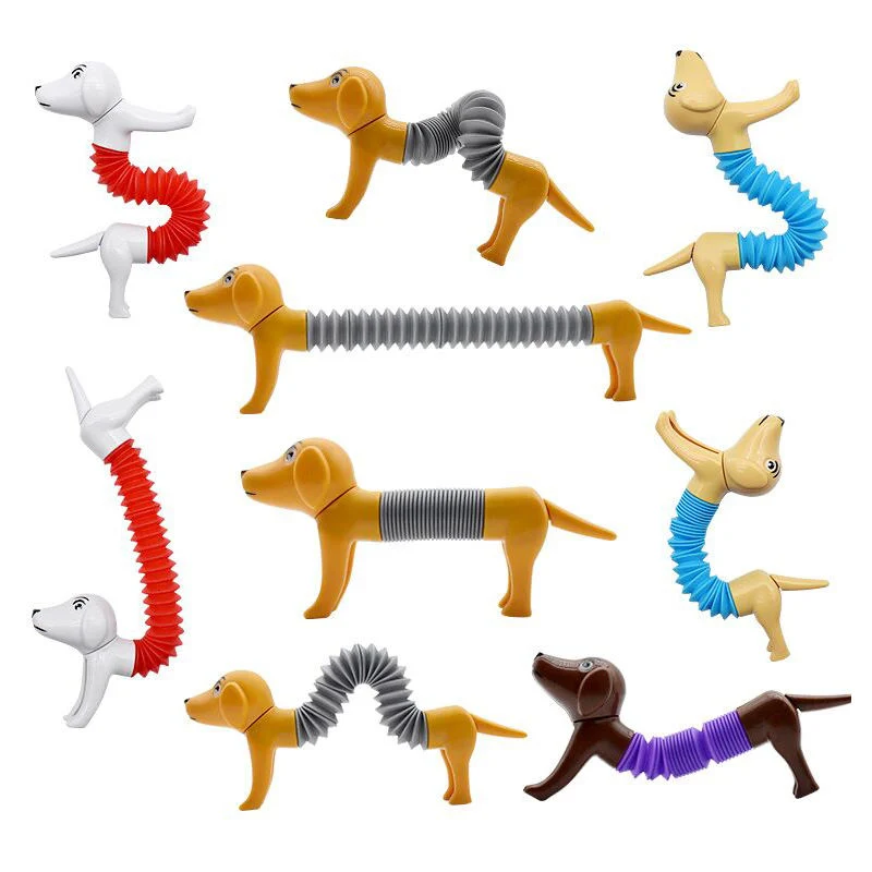 Amazon Stress Relief Spring Tubes Dog Fidget Toys Flexible Stretch Toy Mini Pop Tube Spring Dog for Kids