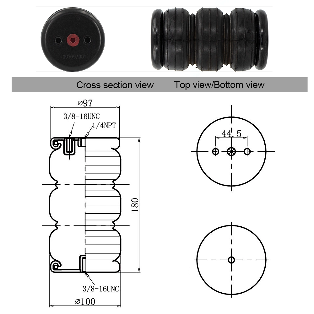 2600ib Air Single Port 1/4&quot;NPT Air Ride Springs Suspension 3e2200