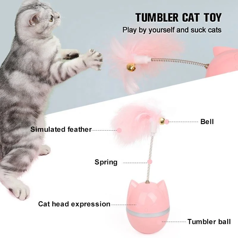 New Tumbler Feather Spring Interactive Teaser Stick Cat Toy