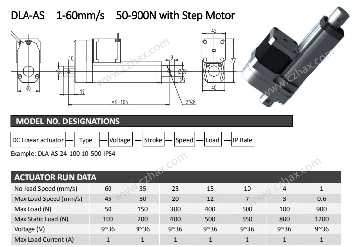 Linear Stepper Motor Actuator Micro Size 12 Volt Electric Push Rod