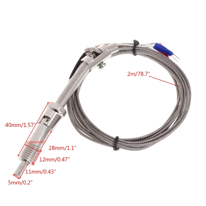 New K Type Thermocouple Temperature Sensor Bayonet Compression Spring with 2m Cable