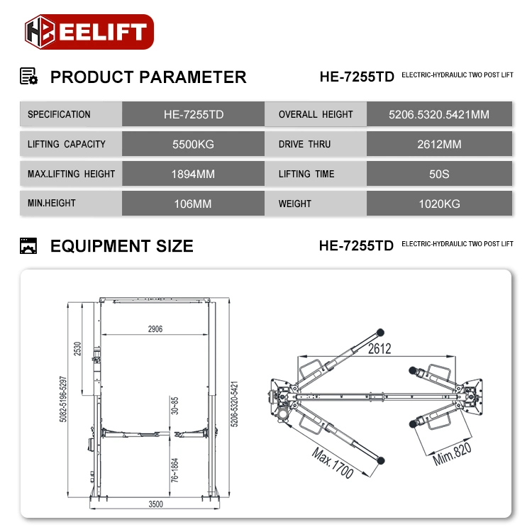 Car Lift/Two Post Lift/Hydraulic Hydraulic Car Lifter Price/Lifting Equipment/Car Lifter