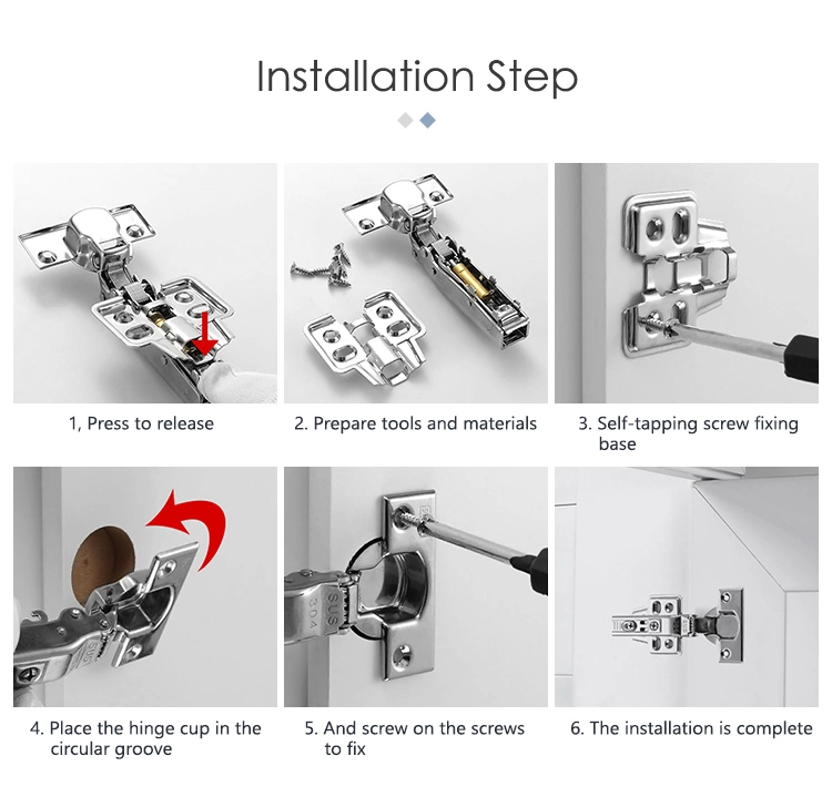 New Hot Sale 35mm Spring Loaded Slide on Two Way Hinges Cabinets Fitting Cabinet Door Hinge