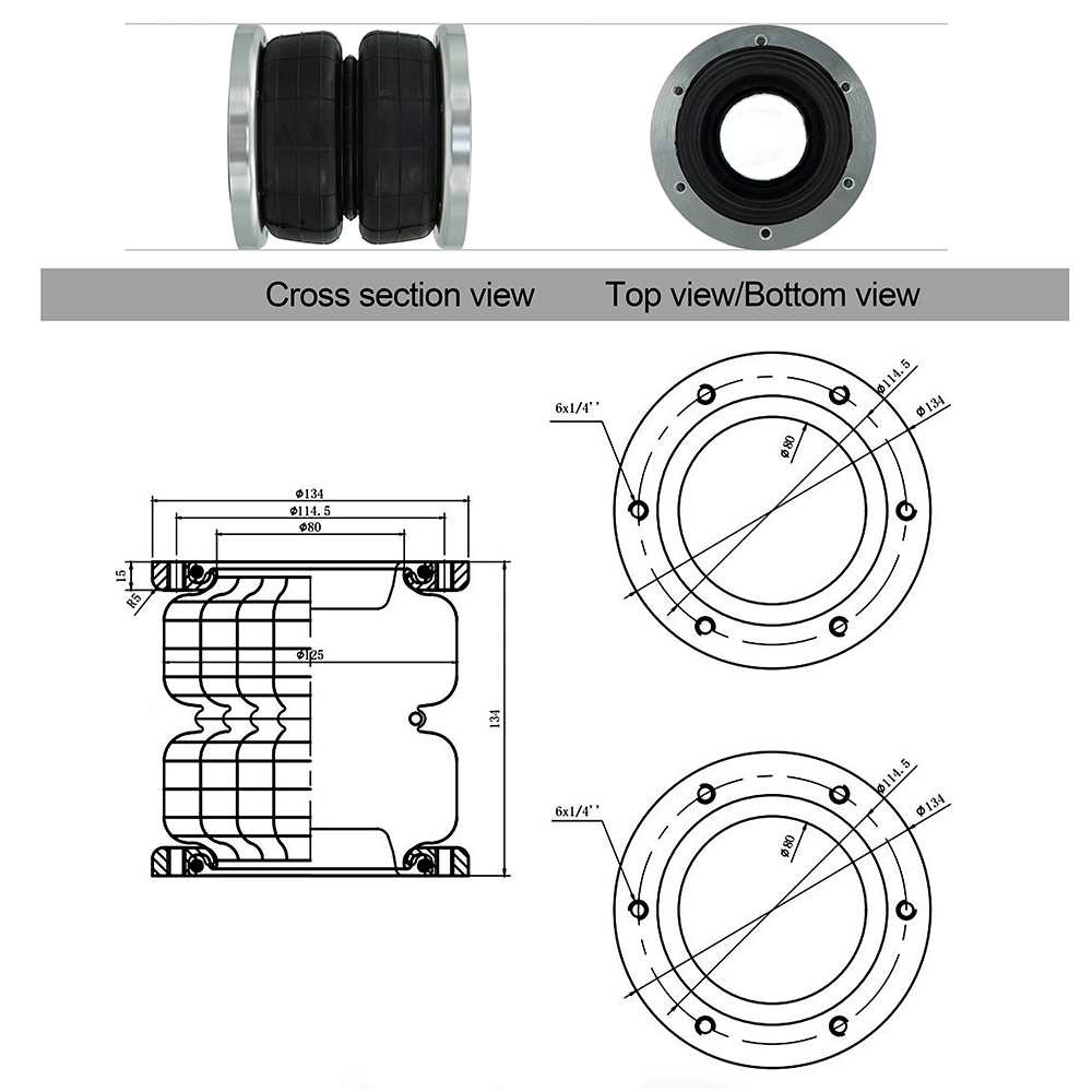 Air Ride Suspension Kit Pneumatic Bag Sleeve Shock Absorber Air Springs 2s2300f