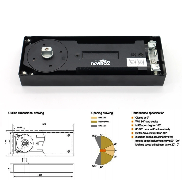 Heavy Duty 180 Degree Open Floor Hinge Hydraulic Floor Spring for Glass Door