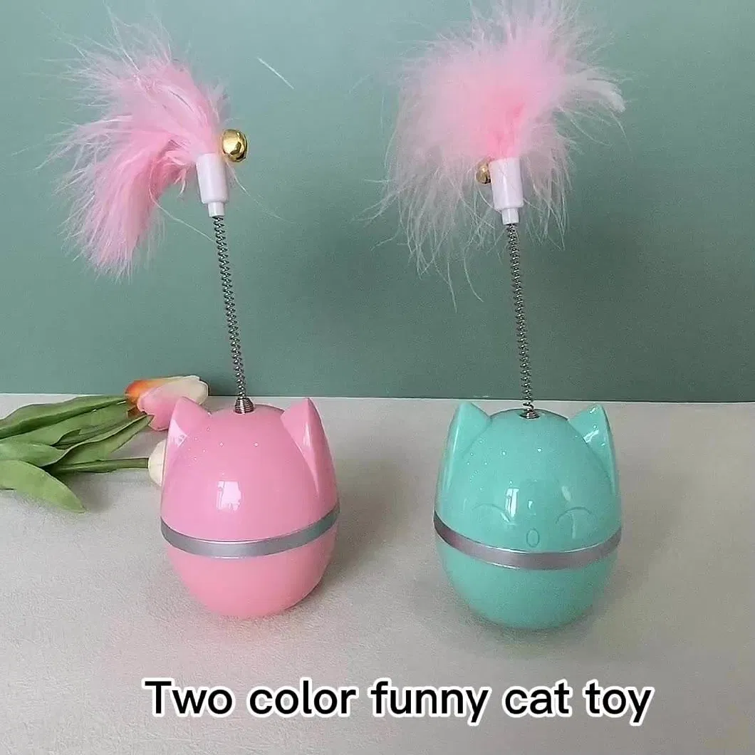 New Tumbler Feather Spring Interactive Teaser Stick Cat Toy