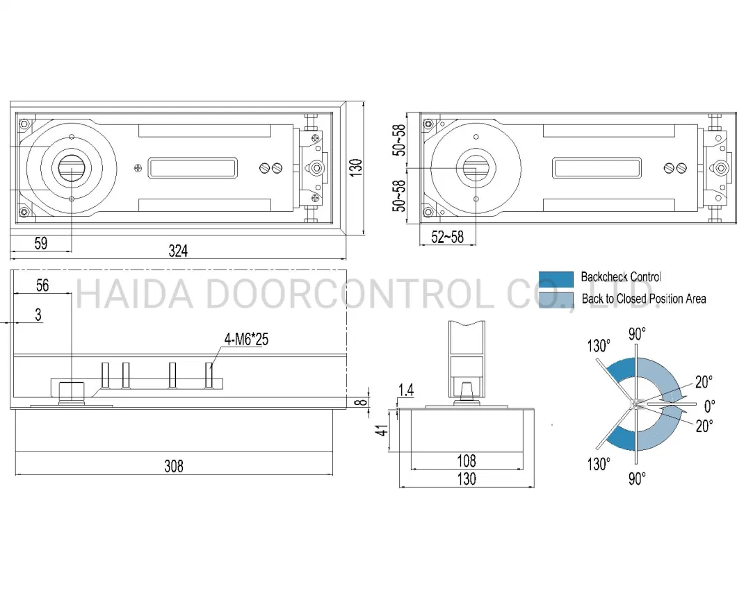 Series Double Cylinder Wooden Door Glass Door Hinge Floor Spring HD-8000