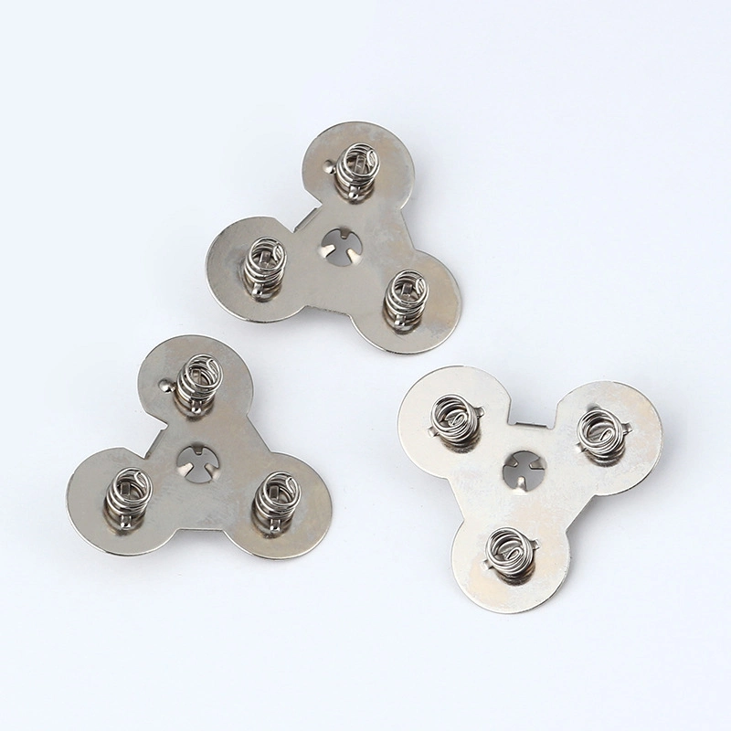 Three Spring Button Dry Battery Connection Piece Hardware Stamping Parts Conductive Connection Piece Positive and Negative Pole Contact Spring Piece