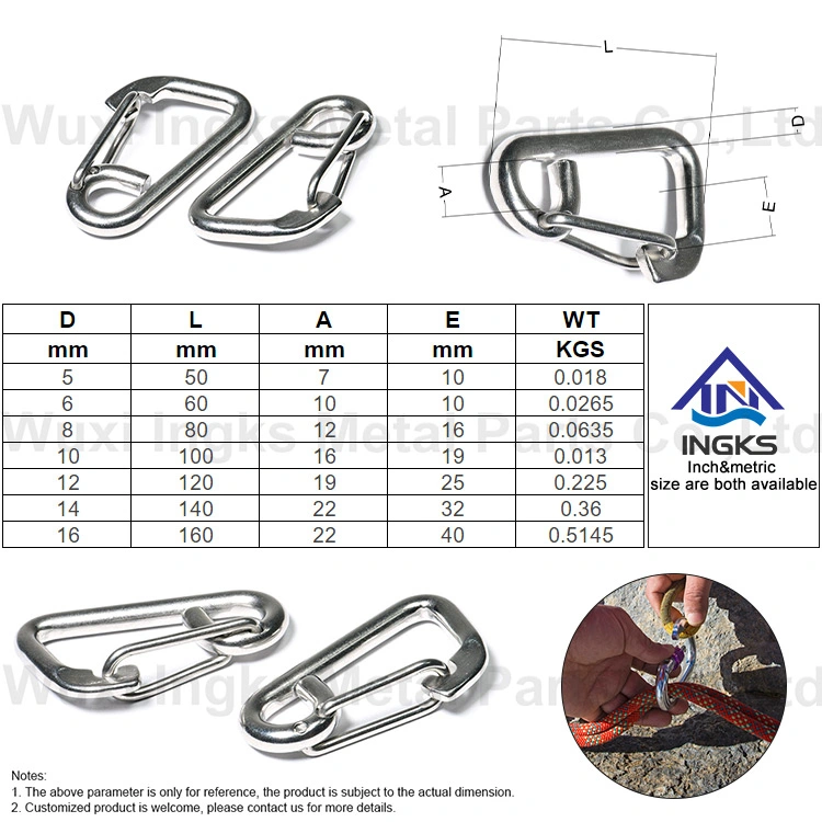 Ingks Factory Wholesale Stainless Steel Knife Type Spring Snap Hook