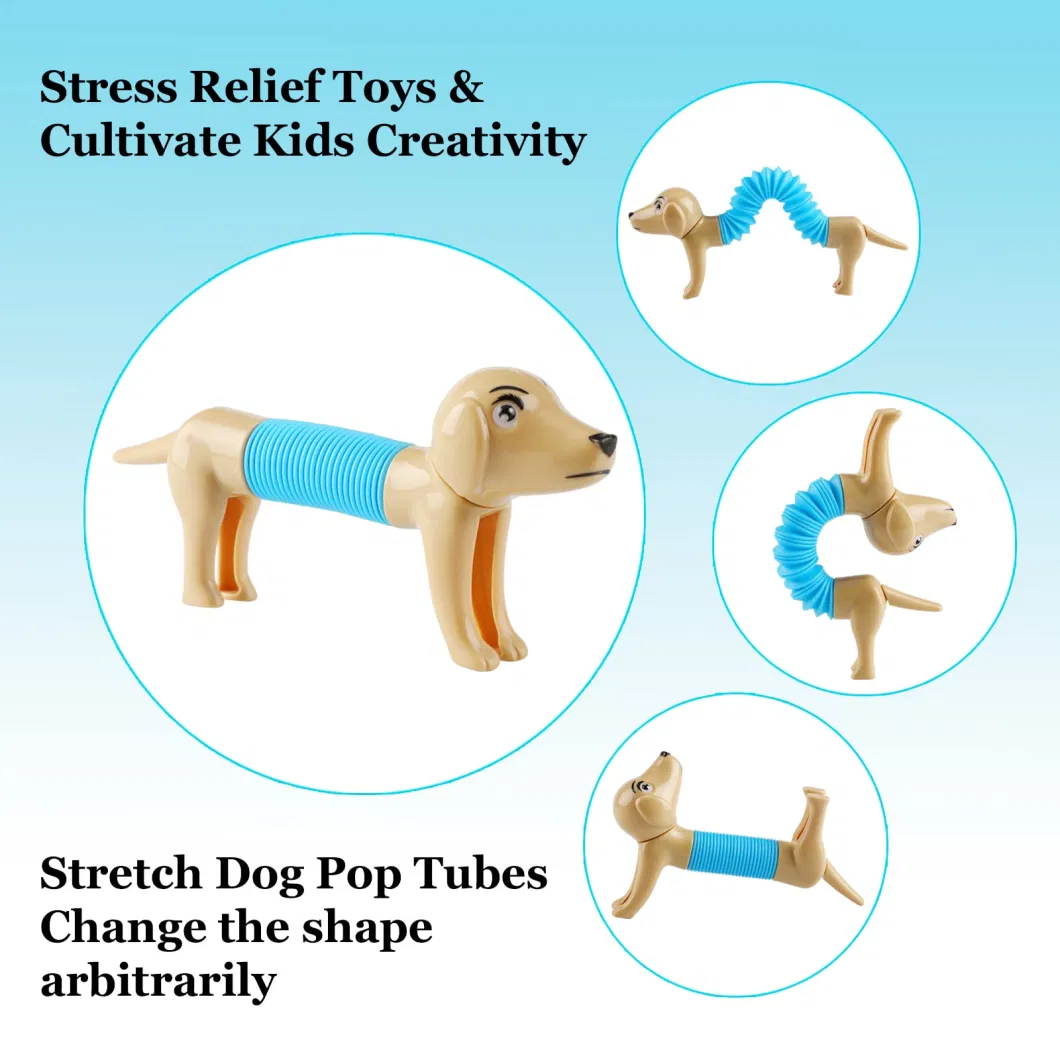 Amazon Stress Relief Spring Tubes Dog Fidget Toys Flexible Stretch Toy Mini Pop Tube Spring Dog for Kids