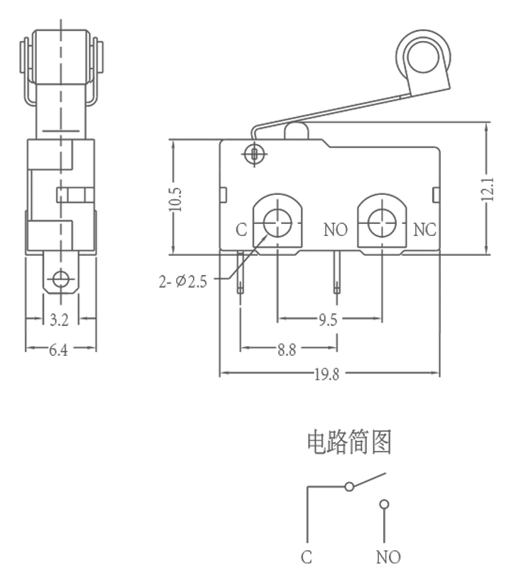 Durable Micro Roller Lever Arm Open Close Limit Switch Kw12-3 Microswitch Us