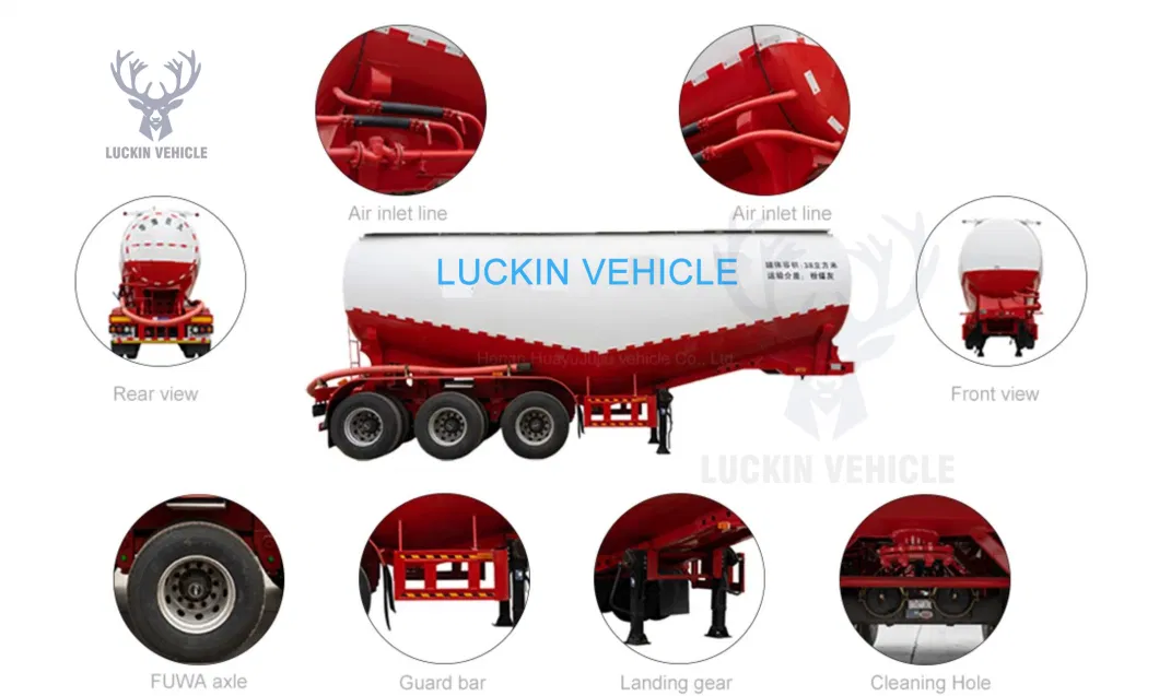 3 Axle 30/40/50 Cbm Bulk Cement/Fly Ash/Flour/Powder Material Transport Tank/Tanker Semi Trailer