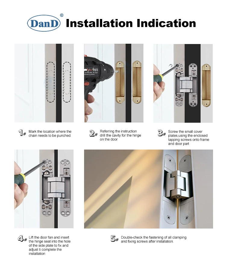 Manufacturer Building Hardware Accessories 3D Adjustable Spring Heavy Duty Concealed Cross Invisible Hinges Exterior Composite Door Zinc Alloy Hidden Door Hinge