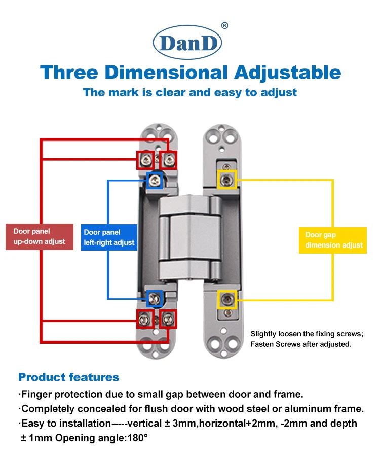 Manufacturer Building Hardware Accessories 3D Adjustable Spring Heavy Duty Concealed Cross Invisible Hinges Exterior Composite Door Zinc Alloy Hidden Door Hinge