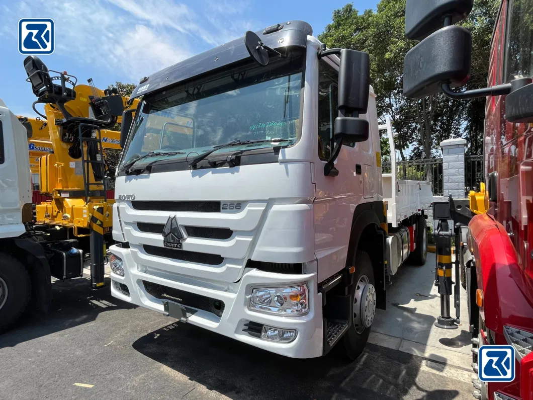 Sinotruk HOWO 4X2 Heavy Duty Rhd 266HP Lorry Cargo Truck with 3t Straight Crane for Zambia