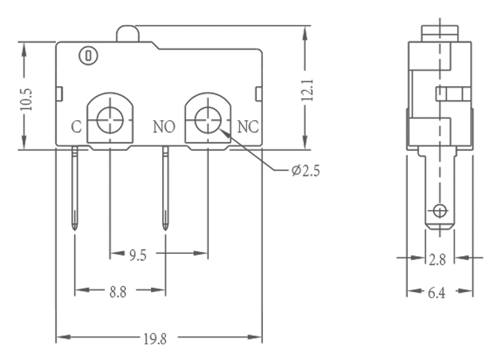 Weipeng 250V 10A 2 Pins Spst No Normally Open Micro Switch Microswitches