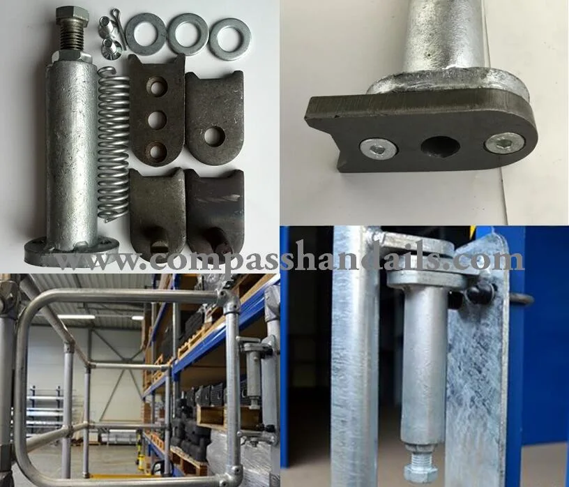 Galvanized Gate Hinge Assembly (Self Closing Spring Mechanism) , for Rooftop Guardrails, Access Platforms