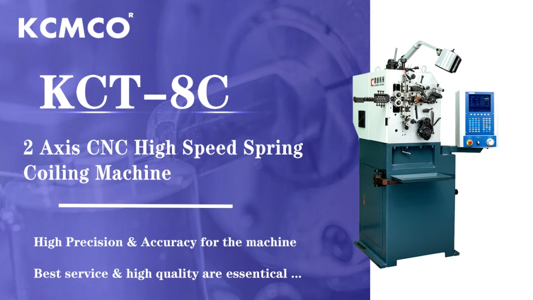 Compression Springs &amp; Torsion Spring &amp; Extension Small Spring Making Machine with Stainless Steel for 2 Axis KCT-8C Wire size range from 0.1 to 7.0mm