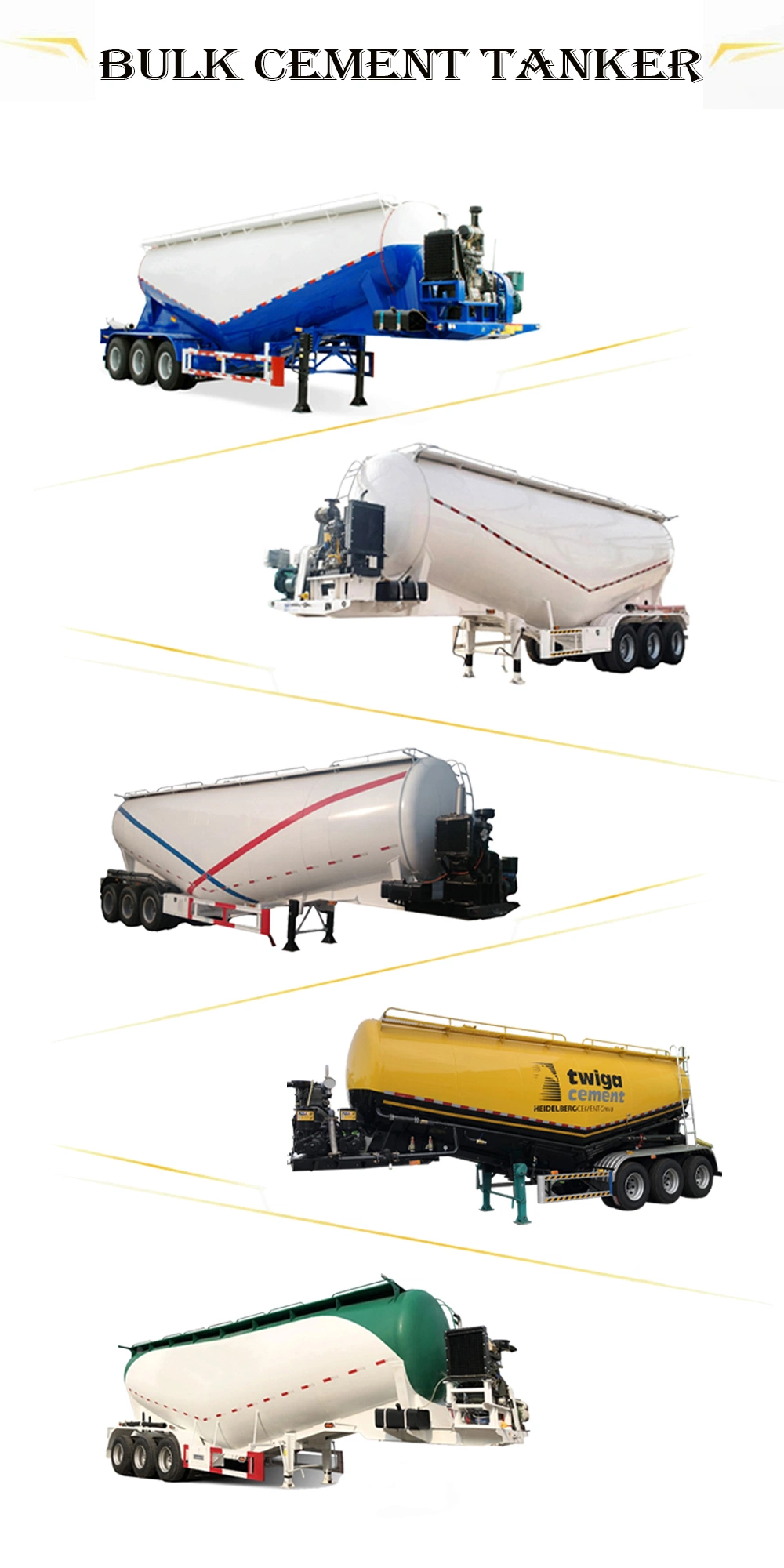 3 Axle 30/40/50 Cbm Bulk Cement/Fly Ash/Flour/Powder Material Transport Tank/Tanker Semi Trailer
