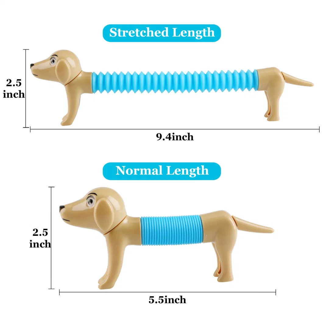 Amazon Stress Relief Spring Tubes Dog Fidget Toys Flexible Stretch Toy Mini Pop Tube Spring Dog for Kids
