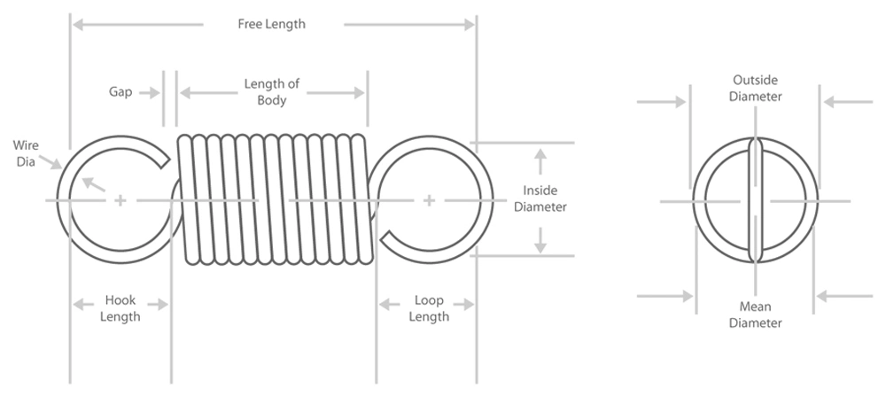 Carbon Steel Helical Long Hook Extension Spring Supplier