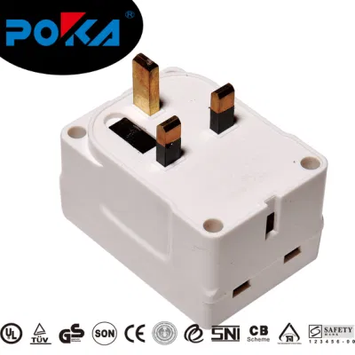  13A Fuse Build-in Design 3 Way BS Socket Outlets Adaptor