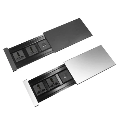  Hidden Power Socket Wireless Mobile Charger Socket Us Power Plugs Sliding Cover Conference Table Connectivity Box with USB CAT6
