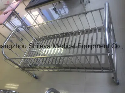  Moving Stainless Steel Safety Children Bed, Hospital Baby Cribs