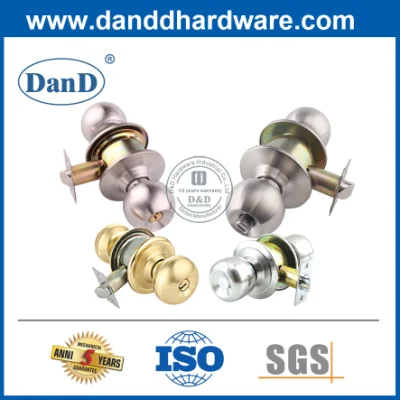Satin Nickel Exterior Metal Door Hardware Zinc Alloy Stainless Steel Security Double Cylinder Keys Tubular Square Cylindrical Door Lever Knob Handle Lock