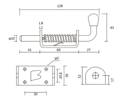 Spring Latch for Trailer Gate, 304 Stainless Steel Door Spring Bolt Latch