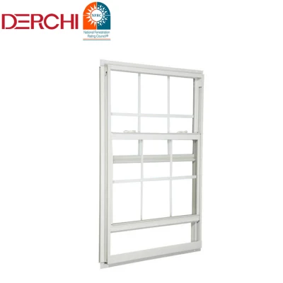  House Popular Ventilate White Aluminum Tempered Glass Vertical Sash Double Hung Window