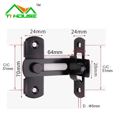  Black Screen Flip Pocket Door Lock Silding Barn Door Hook Lock