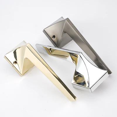 American Style Chrome Bright Silver Door Lock Indoor Bedroom French Door Handle Mute Magnetic Suction Lock