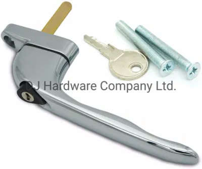  2 Heather UK Silver Childproof Chrome UPVC Replacement Window Handle Double Glazing Universal Inline Lockable Lock