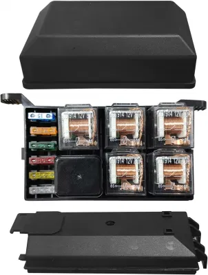 Pre-Wired Fuse Relay Box Waterproof, 8 5-Pin Jd1914 Relay Slots and 12 Atc ATO Fuse Holder, with 8 5-Pin Relays and 12 Fuses, 12V Relay Fuse Block for Car Truck