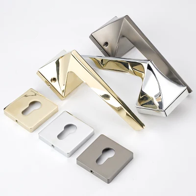  American Chrome Bright Silver Door Lock Indoor Bedroom French Door Handle Mute Magnetic Suction Lock
