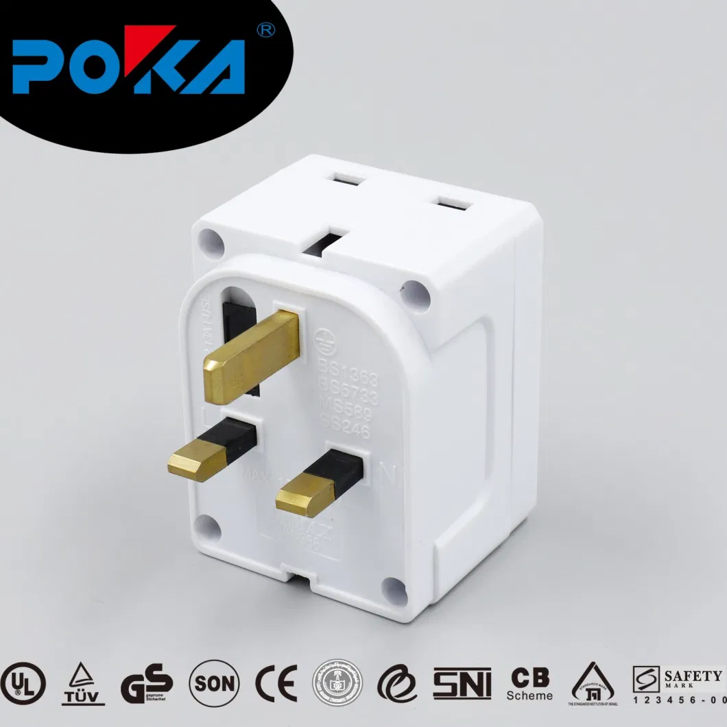 13A Fuse Build-in Design 3 Way BS Socket Outlets Adaptor