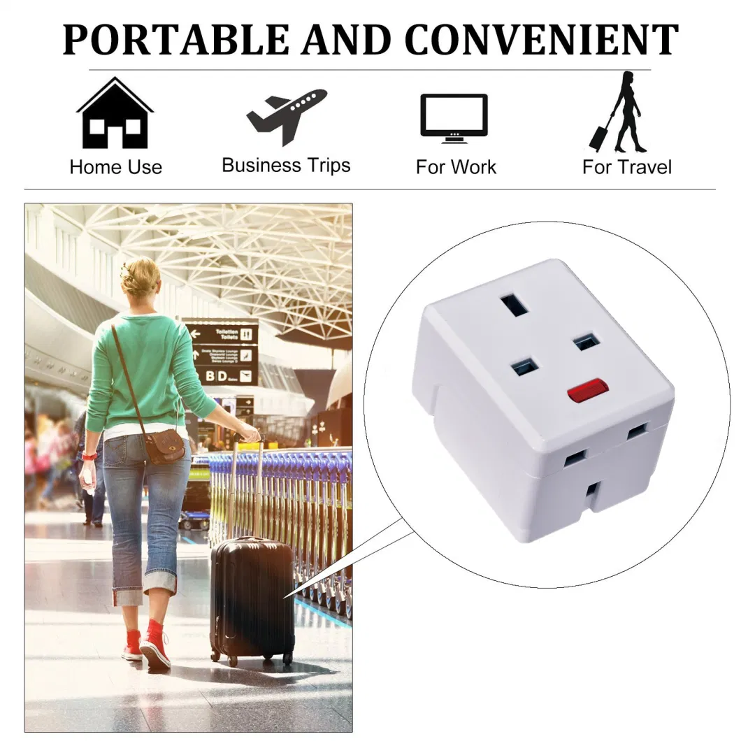 13A Fuse Build-in Design 3 Way BS Socket Outlets Adaptor