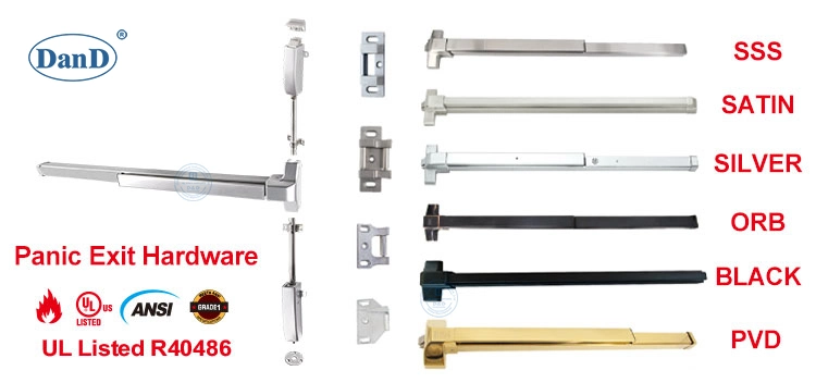 ANSI UL Listed Panic Lock Bar Stainless Steel Fire Rated Lock Half Length Rod Commercial Push Bar Panic Door Lock Exit Rim Hardware Panic Exit Device Bar
