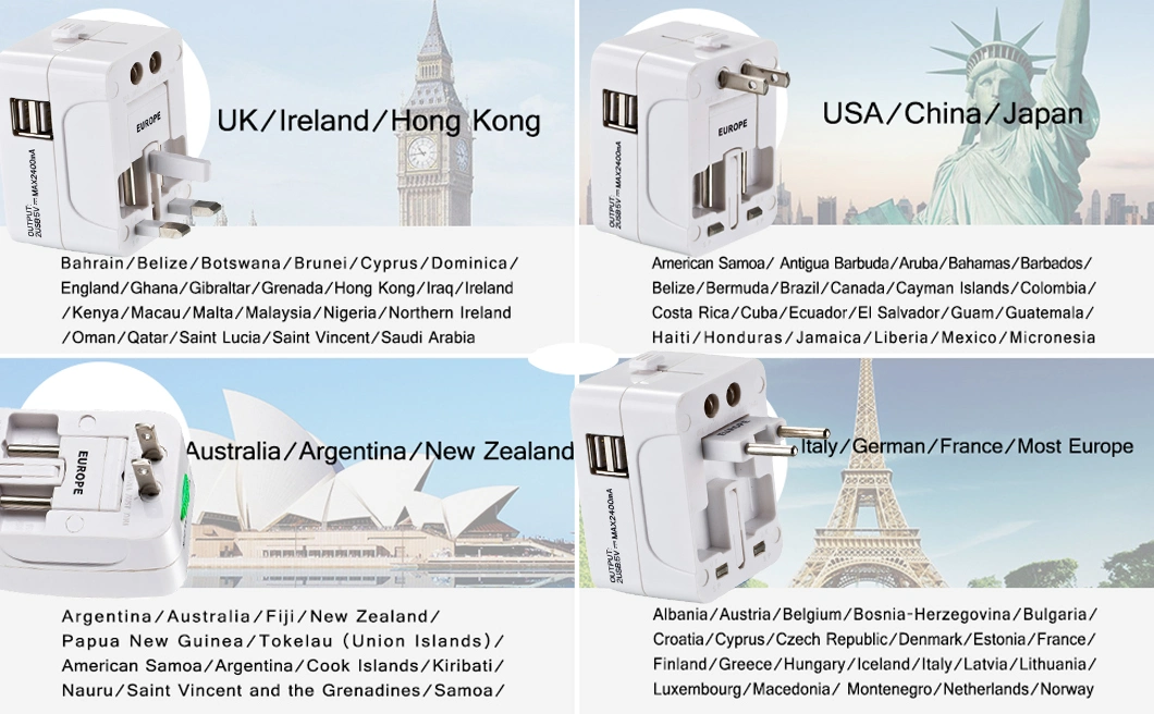 3 Way 13A Fuse UK Type Plug Socket Travel Adapter