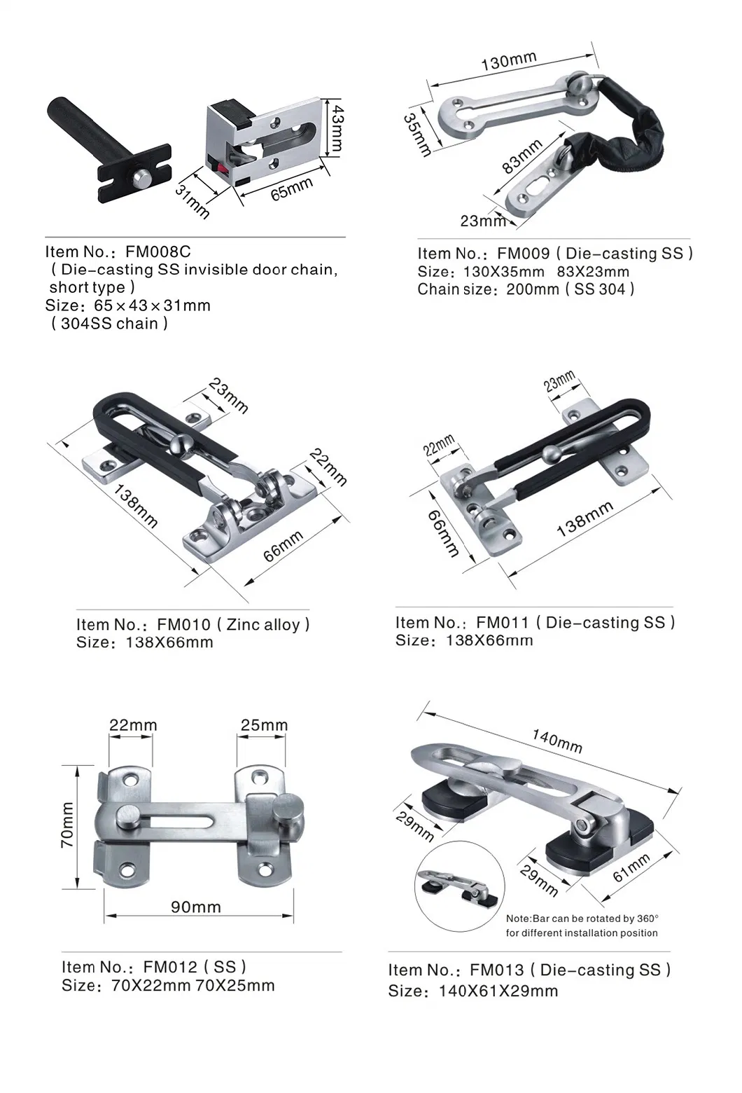 Hotel Latch Safety Guard Security Door Chain Door Guards