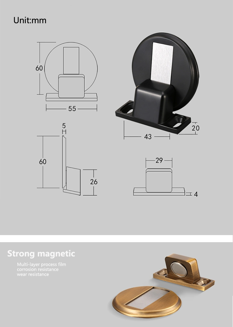 High Quality Zinc Alloy Floor Mounted Magnetic Door Stops