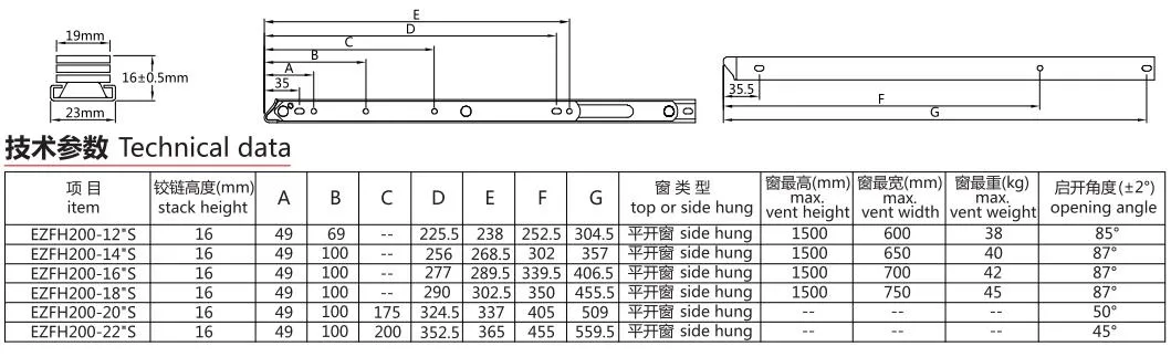 Stainless Steel Heavy Duty Window Hardware Hinge Friction Stay (EZFH200-S)