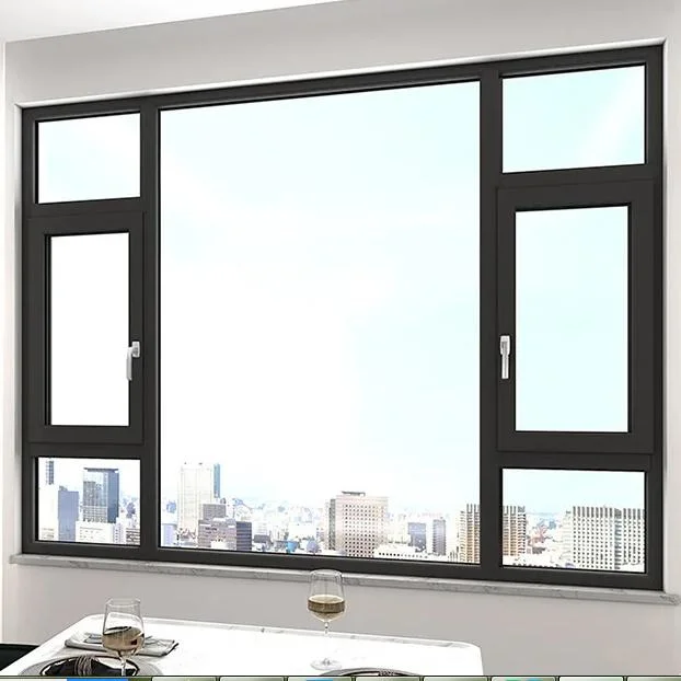 Thermal Break Aluminium Black Window Casement Windows