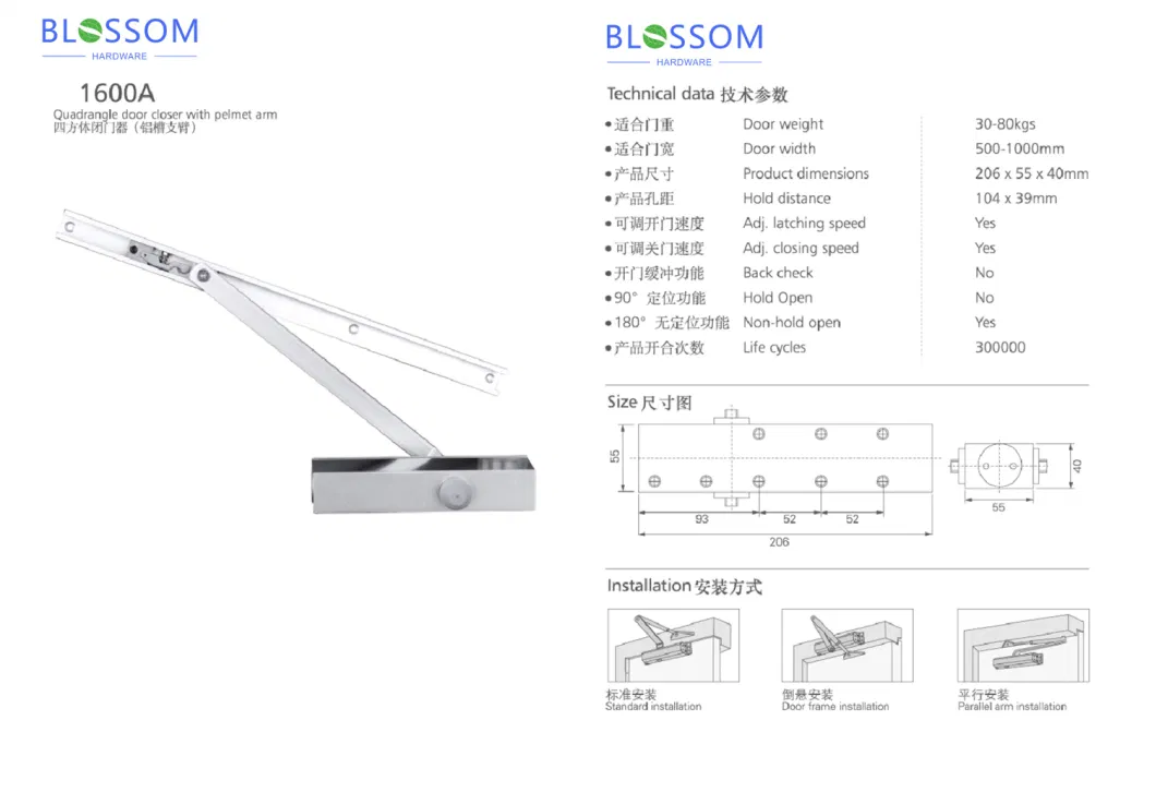 Mini Adjustable Auto Spring Loaded Door Closer